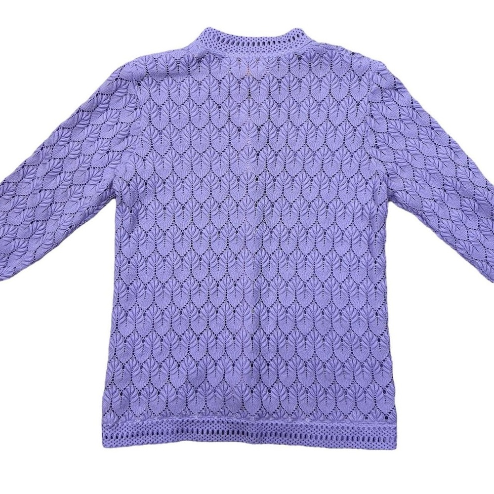 Vintage 1960’s Carol Brent Lavender Purple Crochet Button Up Sheer Sweater SizeS - Picture 3 of 5